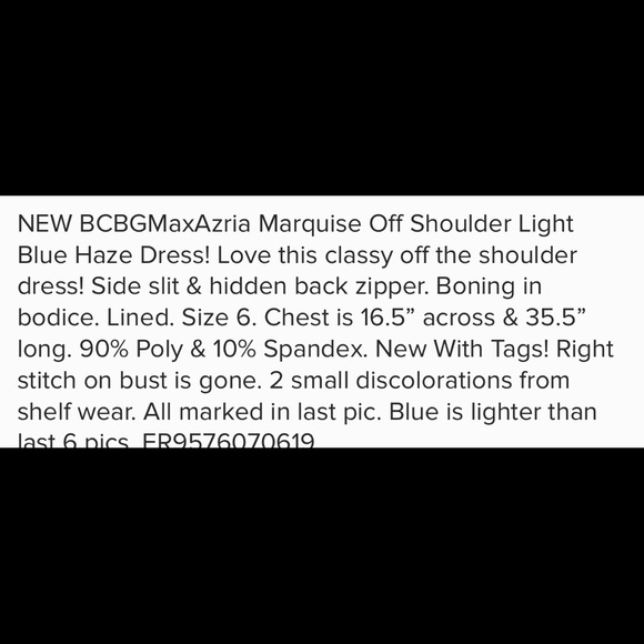 BCBG Blue off shoulder Dress size 6 - Picture 6 of 6